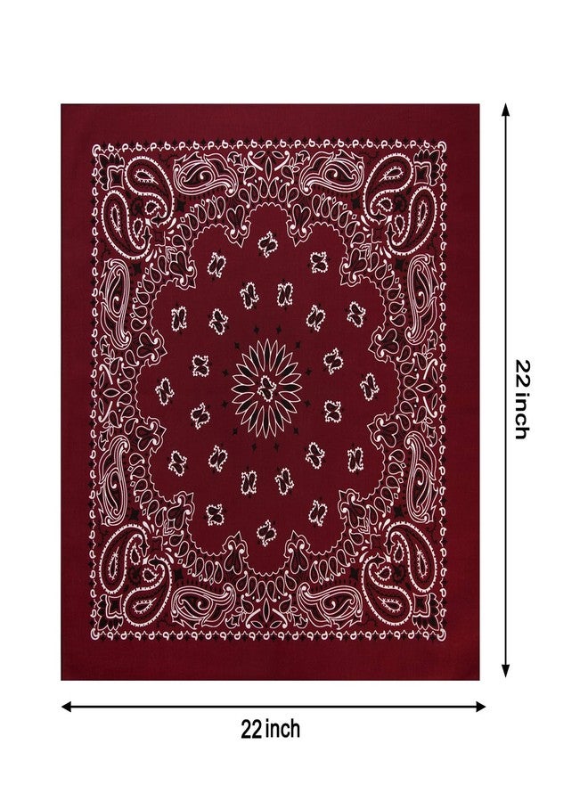 Dorilin 2 Pack Types of Paisley Pattern Bandanas, 22x22 Inches Cotton Bandanas Handkerchief Face Mask for Men & Women (Burgundy-2 Pack) - Image 4